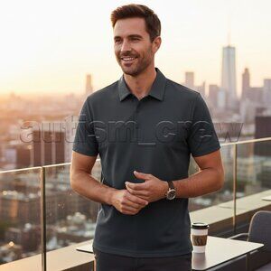 2/$24 💥🆕 Fashion Men's Dark Grey 3/4 Button Polo SS Shirt | Size 2X | 6247